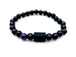 Herrenarmband Sternzeichen Fische Holzperlen/Amethyst
