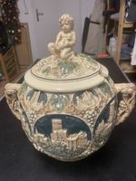 Suppentopf Keramik mit Deckel und Engelsfigur Vintage