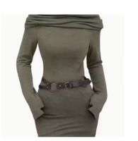 Tolles Schal- Kleid mit Gürtel, dunkelgrün Grösse S, neu!