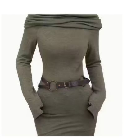 Tolles Schal- Kleid mit Gürtel, dunkelgrün Grösse S, neu!