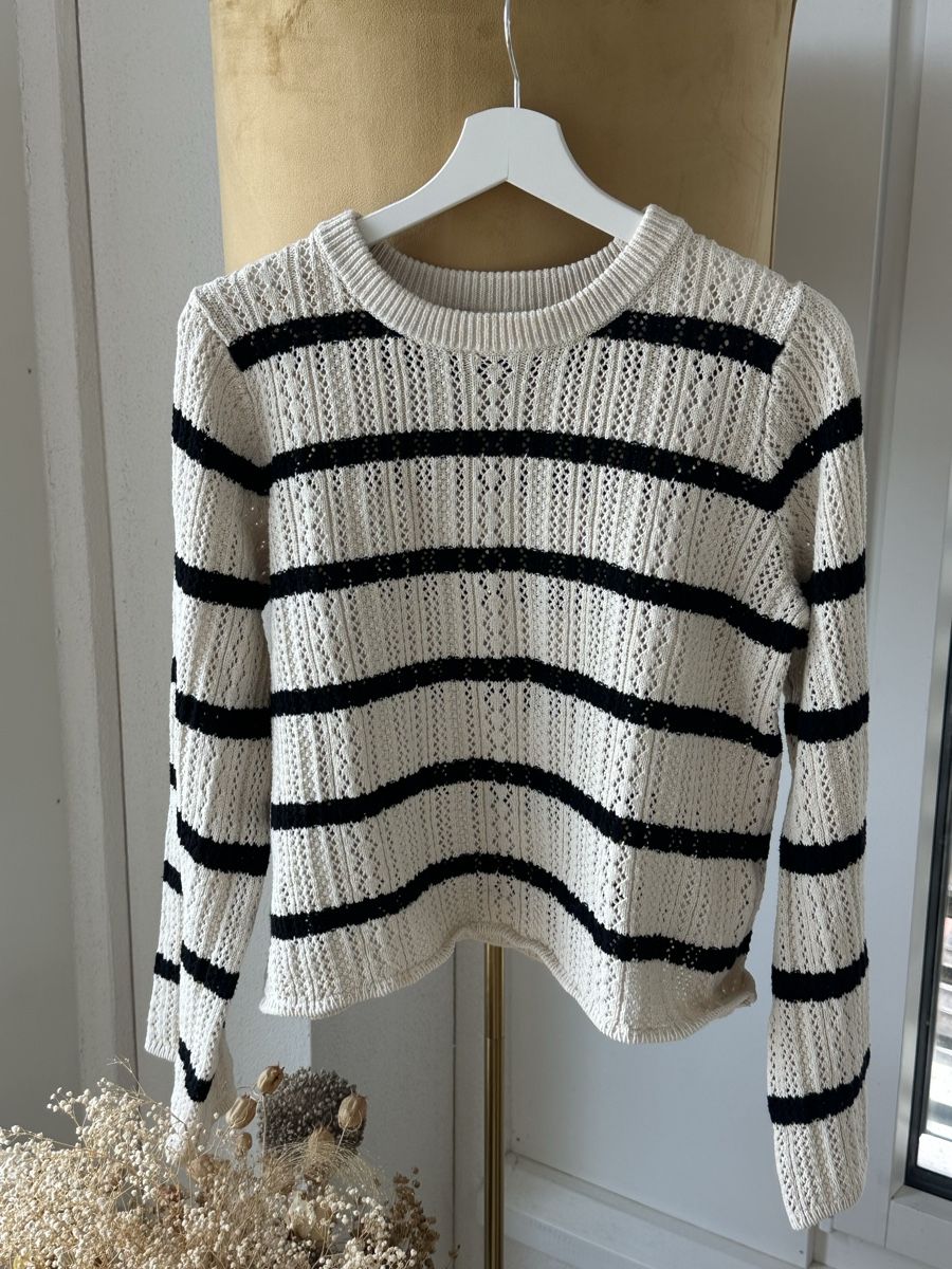 Pieces Maglioni & Felpe: Pieces Strickpullover, Gr. L, weiss/schwarz – Nuovo (secondo la descrizione) da Lenzburg venduto da selabella 1