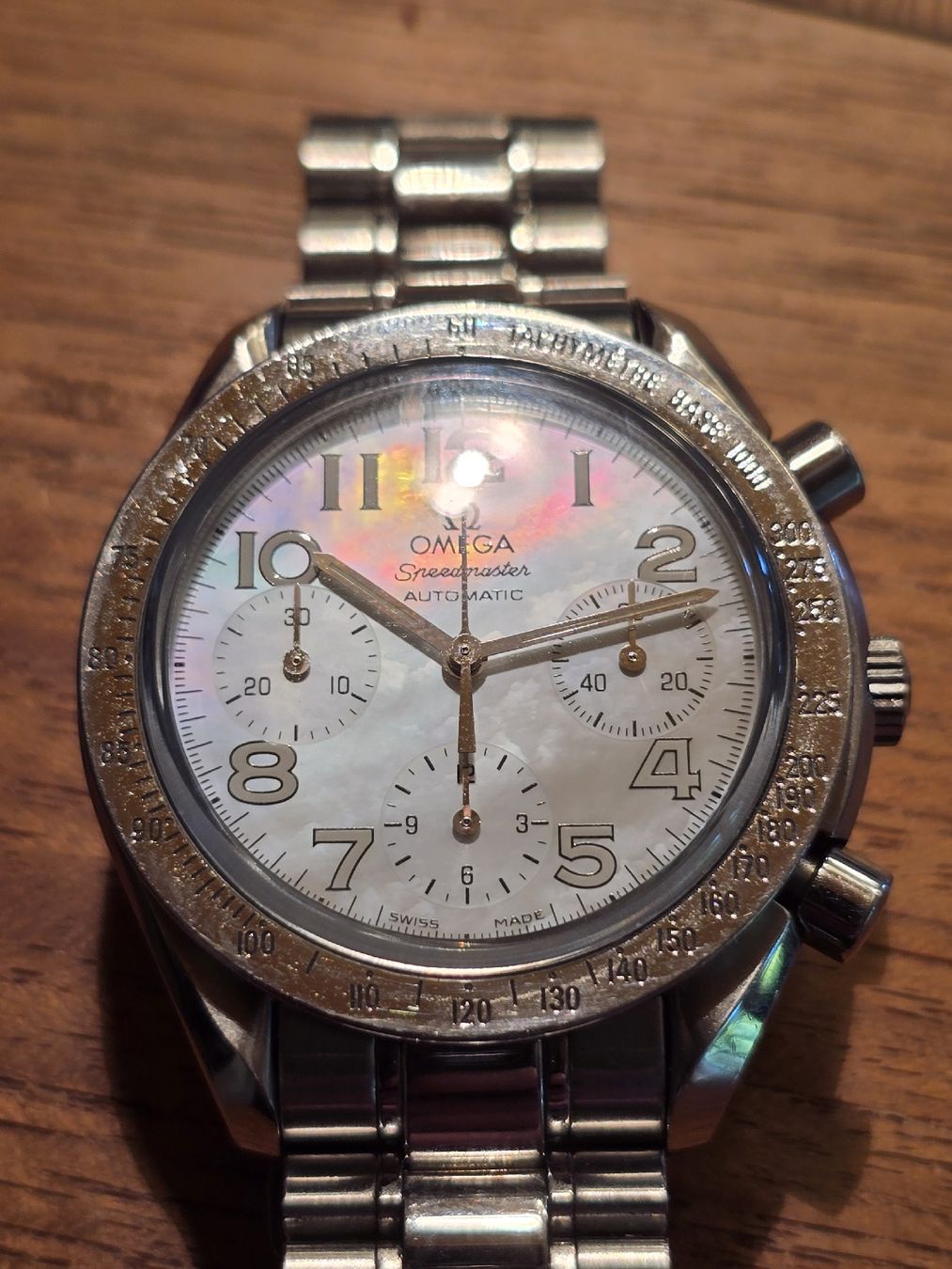 Omega Orologi: Omega Speedmaster mit MOP (Perlmutt) Ziffernblatt – Usato da Mühlethal venduto da m4_bert 7
