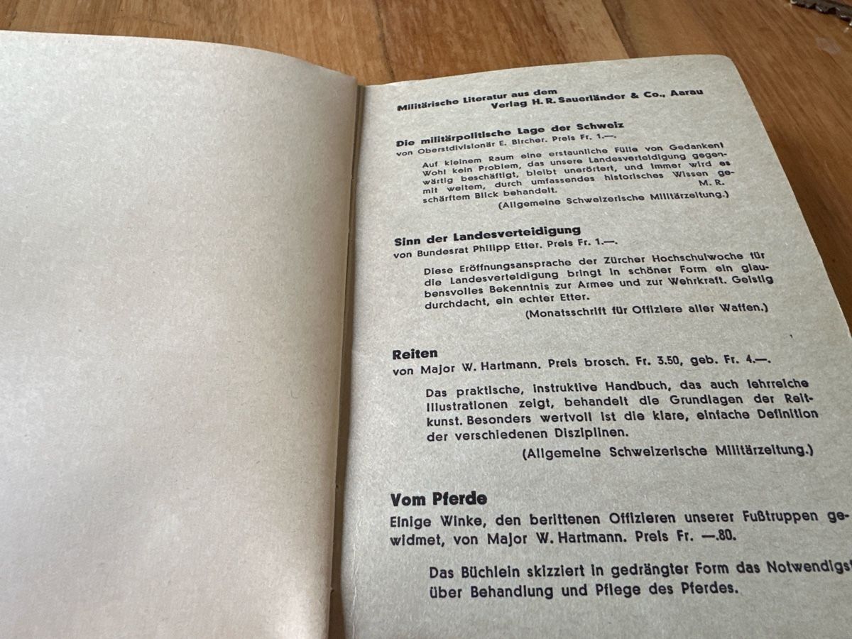 Libri: Büchlein Schweizer Wehr Schweizerischer Soldatengeist  – Usato da Frauenfeld venduto da aluma14 3