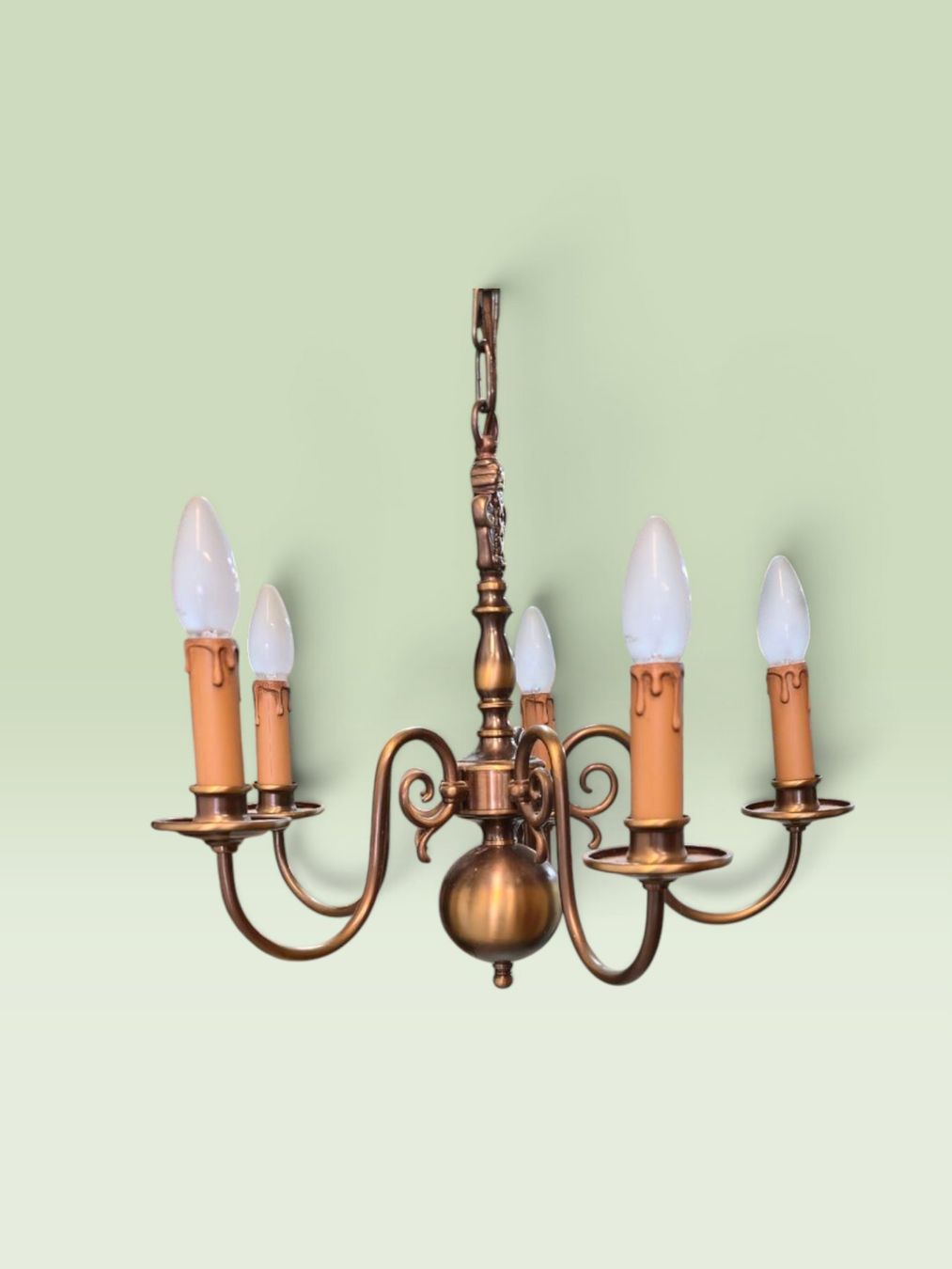Lampadari & plafoniere: Rustikaler Leuchter 5-flammig aus Messing – Usato da Wittenbach venduto da gruezi-schwiz
