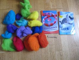 Nadelfilz-Set: FilzWolle + FilzNadeln + 2 Büchlein