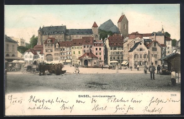 Cartoline postali: Basel, Barfüsserplatz mit Geschäften – Usato da Berlin venduto da bartko-reher