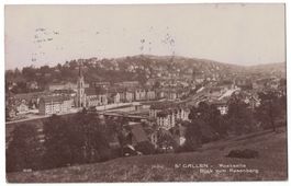 St. Gallen - Westseite, Blick zum Rosenberg, gelaufen 1915