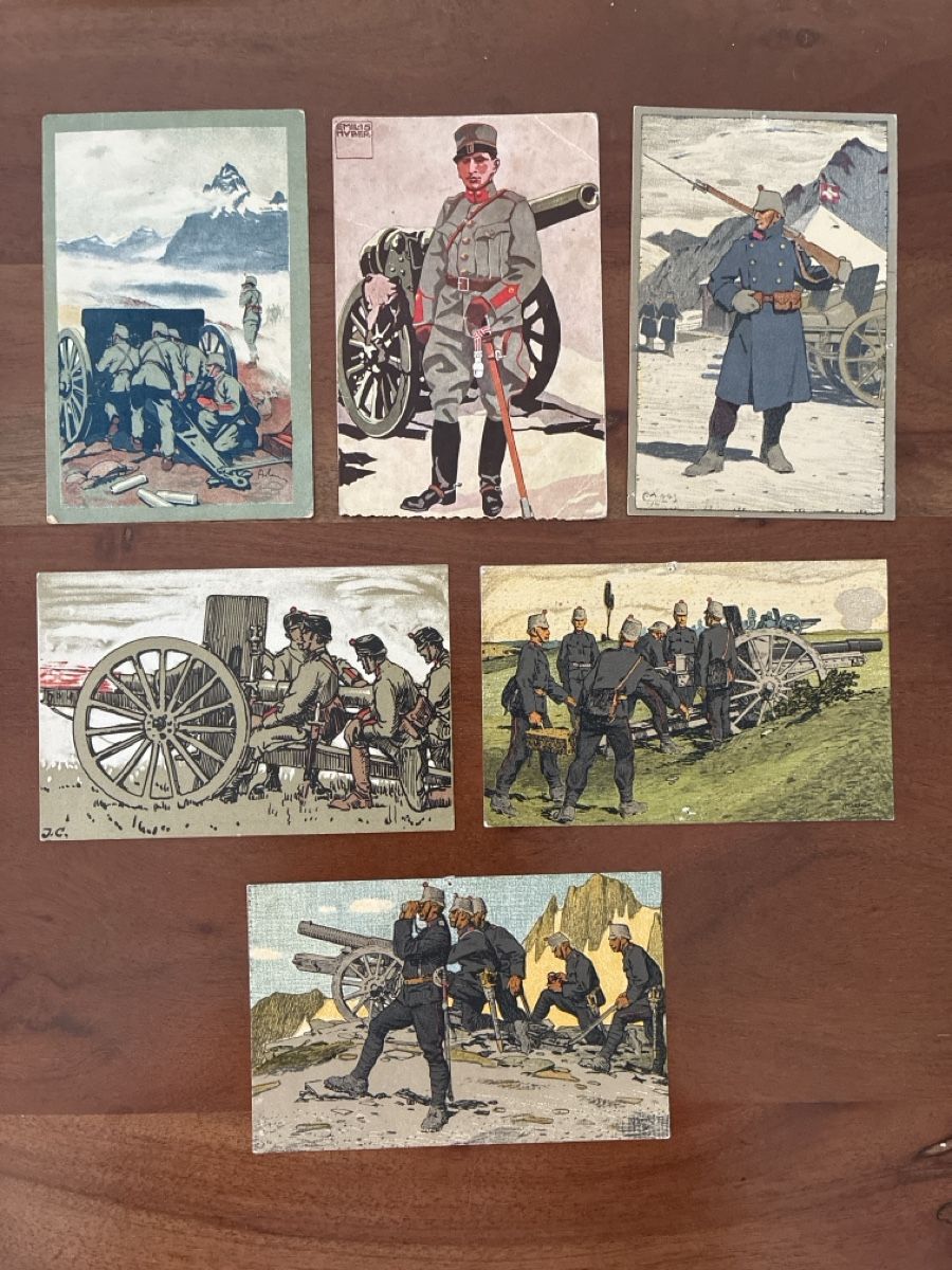 Cartoline postali: 16 Ansichtskarten Schweiz vom Militär Artillerie – Usato da Oftringen venduto da Cla.vD.74