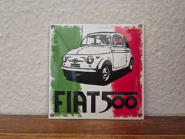 Emailschild Fiat 500 Werkstatt Service Logo Emaille Schild