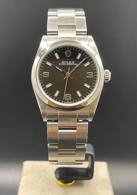 Rolex Orologi: Rolex Oyster Perpetual 31 77080 Black Schwarz 3-6-9 Full – Usato da Lugano venduto da luganotopwatches