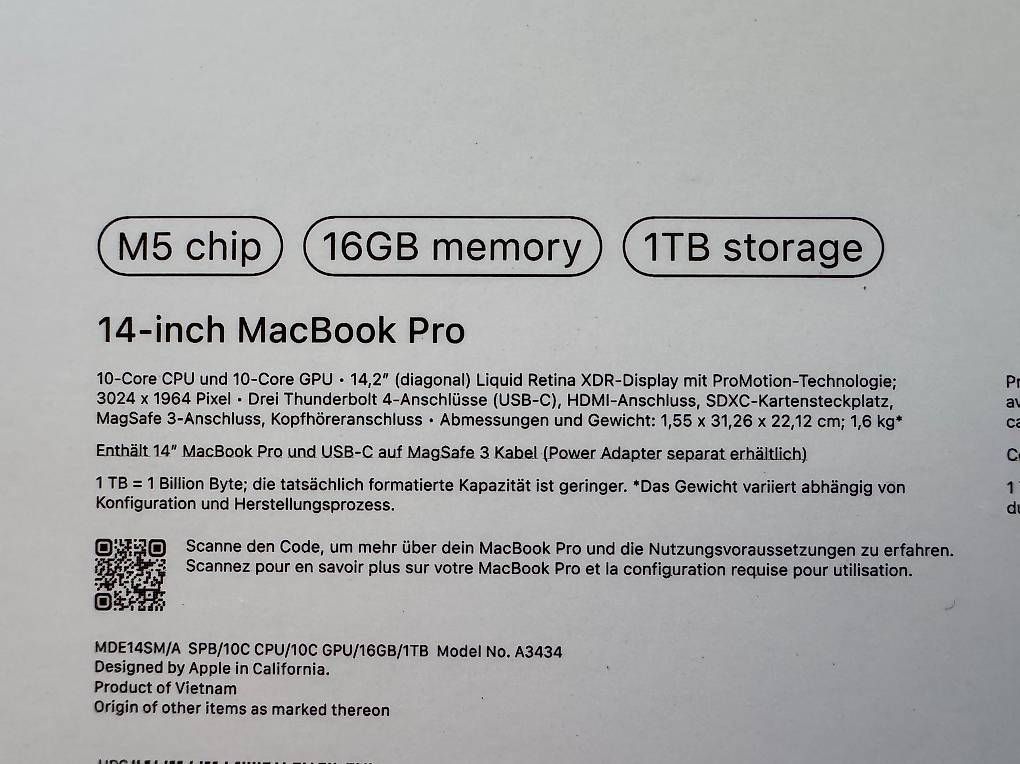 Apple PC: MAC Pro M5 2026 16 GB / 1 TB / 14" – Nuovo e nell'imballaggio originale da Winterthur venduto da Csart 1