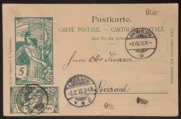 Schweiz 1900 Jubiläumsfrankatur Postkarte 1875-1900