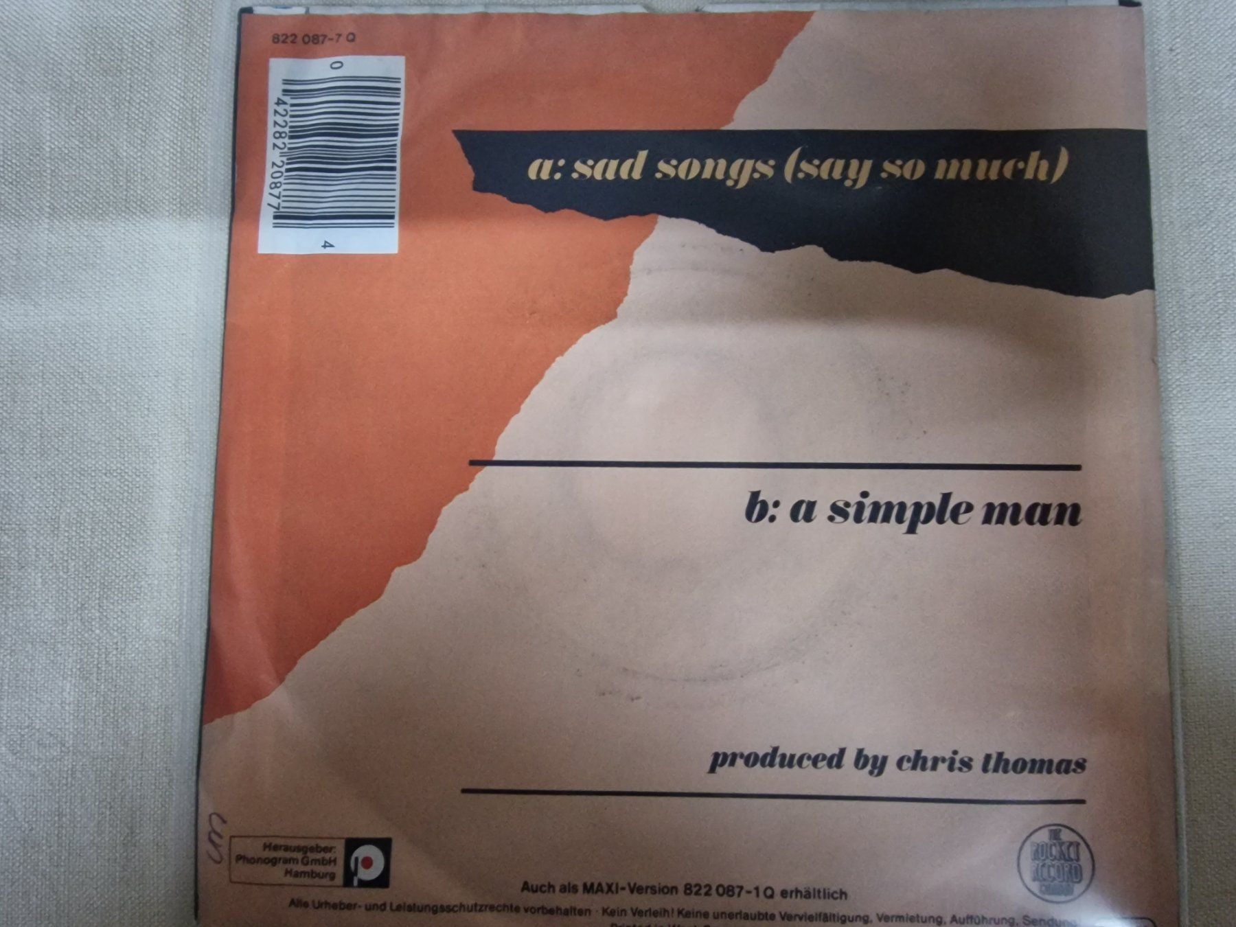 Schallplatten: Elton John Single – Sad Songs – Gebraucht aus Root von atelier22 1
