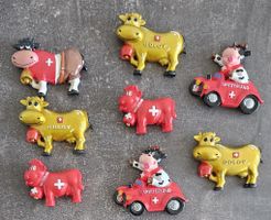 Kühlschrankmagnete Schweiz 8er Set Kühe Souvenir neuwertig