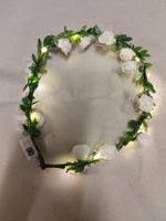 Haarkranz Weiss Rosen mit LED Lichterkette neu