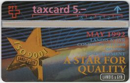 5 CHF LANDIS & GYR, ISO 9001 - seltene Kunden Taxcard
