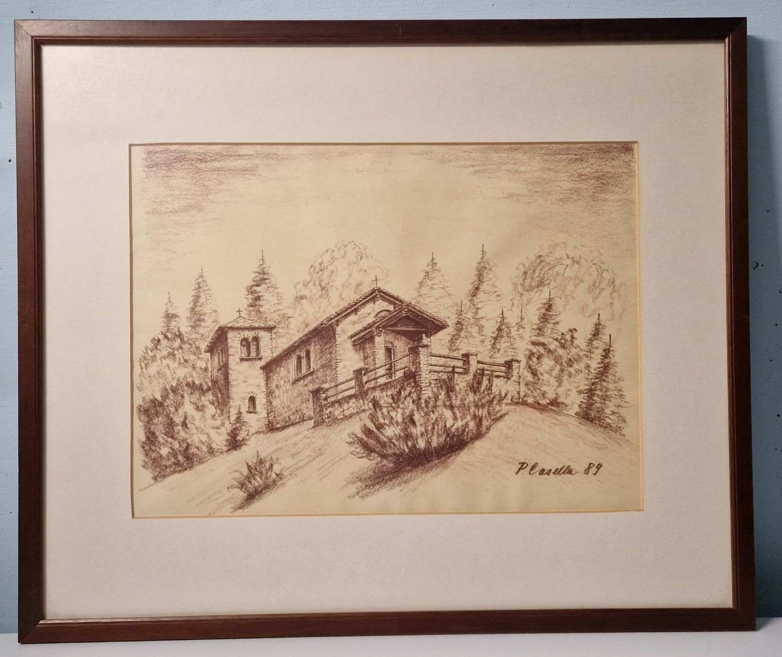 Gemälde: Kapelle aus dem Tessin oder Misox von 1989 – Gebraucht aus Rekingen von Rolimue
