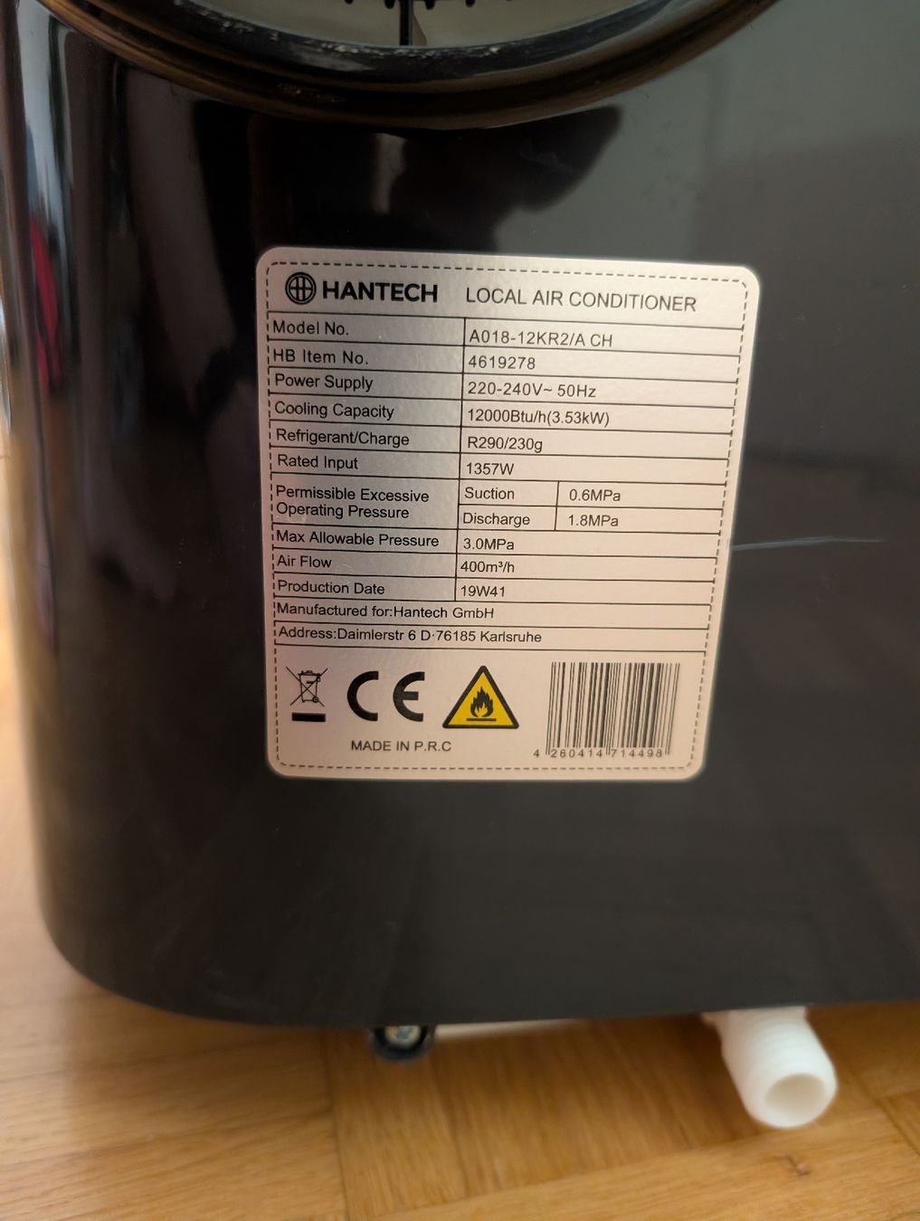 Klimageräte: HANTECH mobile Klimageraet 12000btu – Gebraucht aus Berikon von Brutus87 1