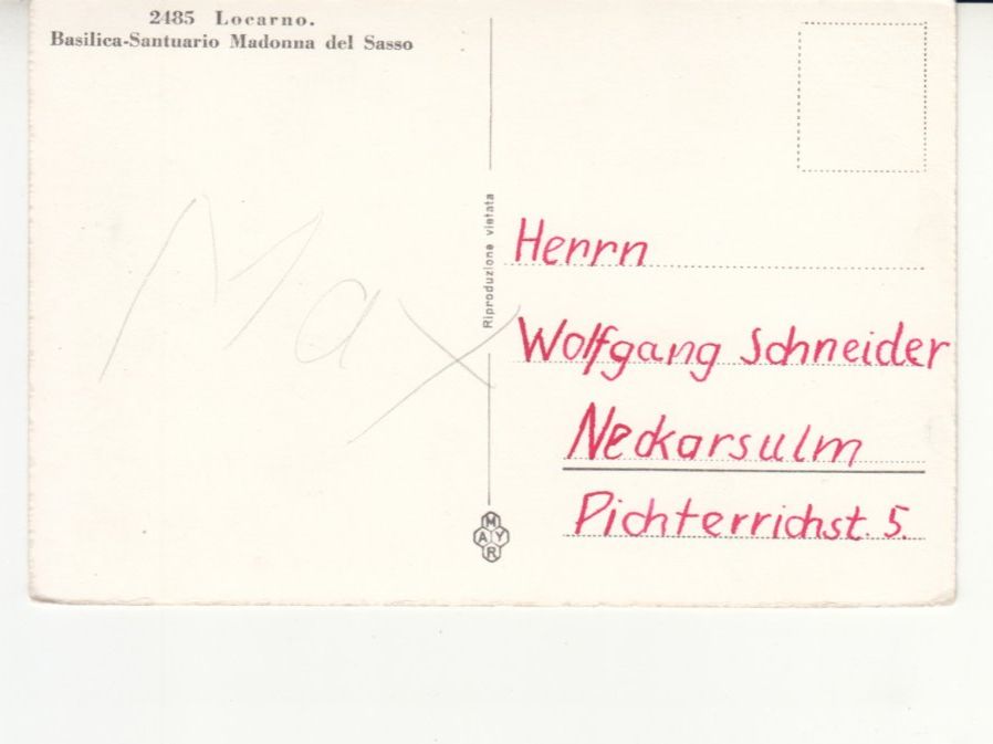 Cartoline postali: Madonna del Sasso ca. 1950 – Usato da Bürglen TG venduto da StampGraf 1