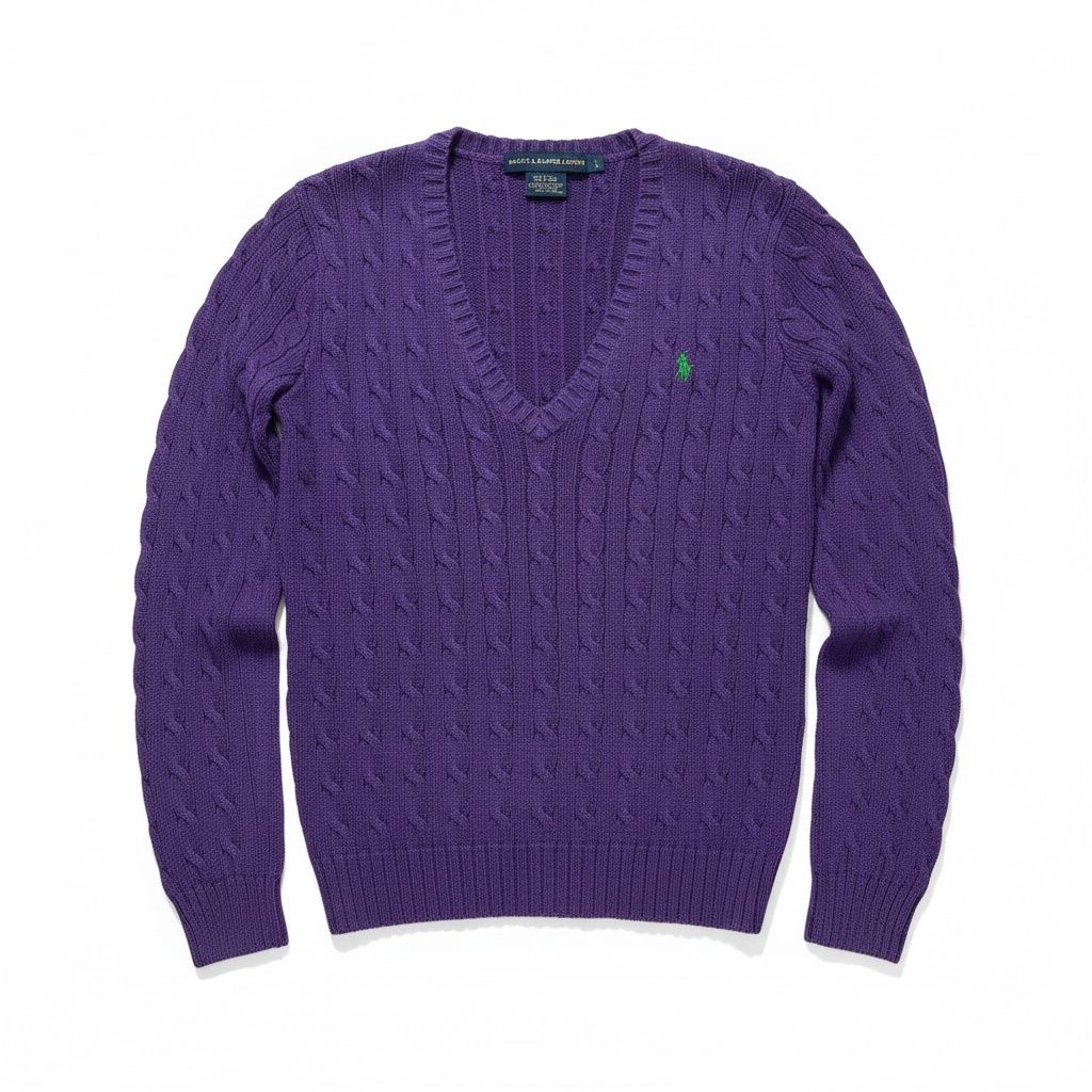 Ralph Lauren Pullover & Sweatshirts: Pull Torsadé Ralph Lauren Violet Col V - L #31 – Neu (gemäss Beschreibung) aus Hauterive NE von Leo_o