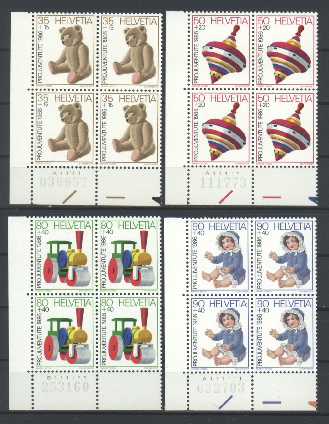 Tous les timbres: 1986, Pro Juventute, Viererblock ** – D'occasion à Willisau par Vollstempel