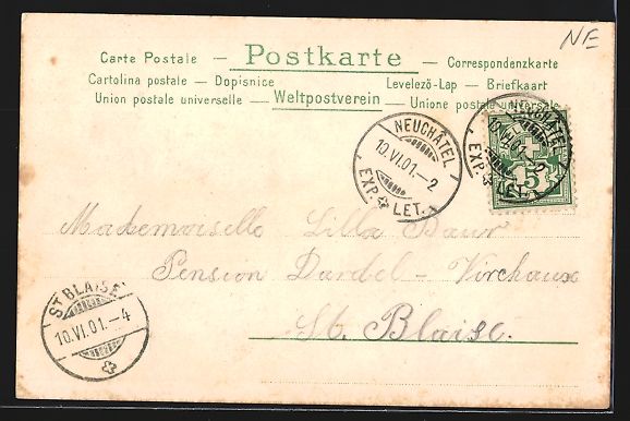Cartes postales: Litho Neuchatel, Totalansicht mit Wasser – D'occasion à Berlin par bartko-reher 1