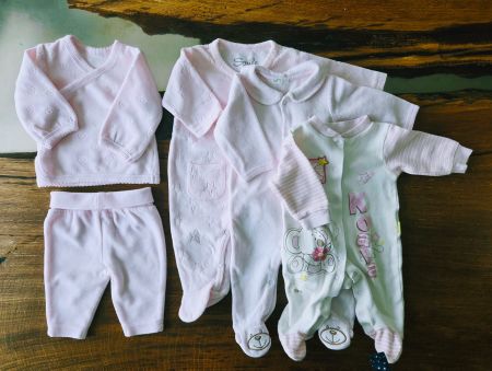 Baby Kleiderpaket Strampler Set Herbst Rosa Velour 50/56