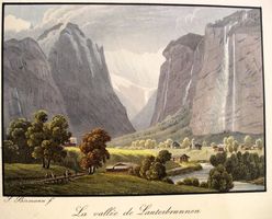 Aquatinta LAUTERBRUNNENTAL von Biermann