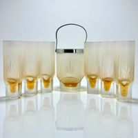 Service de bar vintage F. VITTORIO - 7 pièces cristal ambré