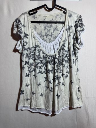 Oberteil Bluse mit Schmetterlingen Gr. L/XL
