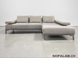 Pfister Designer Jess Ecksofa mit Longchair, HellGrau