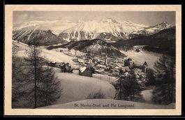 AK St. Moritz-Dorf, Ortsansicht mit Piz Languard