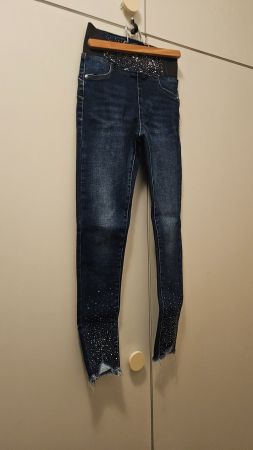 Jeans blu con elastico in vita tg.XS con strass