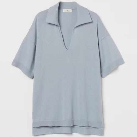 Baby blue H&M knitted polo shirt, size s, worn a few times