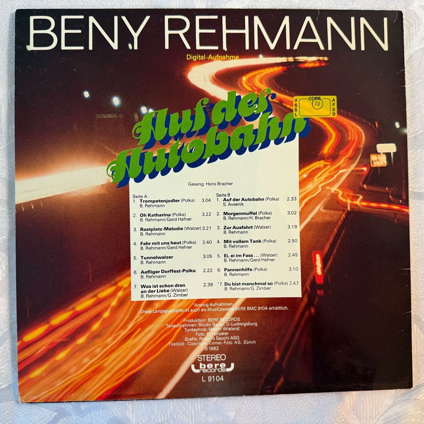 Schallplatten: BENY REHMANN - AUF DER  AUTOBAHN – Gebraucht aus Zürich von fehlton 1