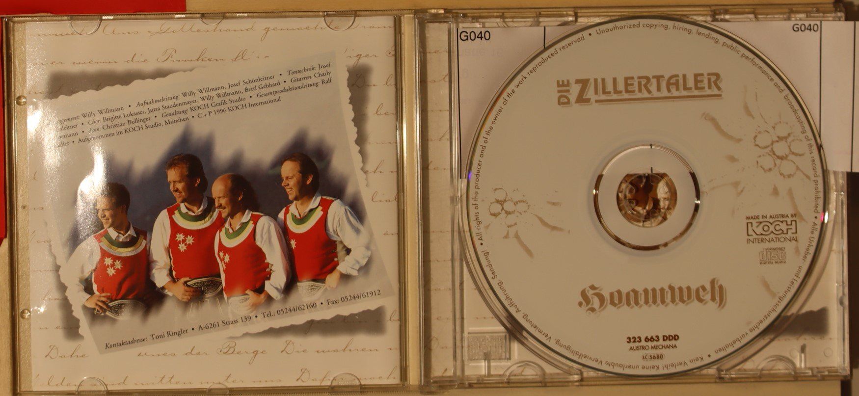 CD: Die Zillertaler – Hoamweh – Usato da Luzern venduto da CONTENTI 1