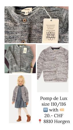 Strickjacke Pomp de Lux grau Grösse 110/116 neu mit Etikett