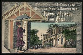 Baden /Aargau, Ortspartie, Frau mit Rege