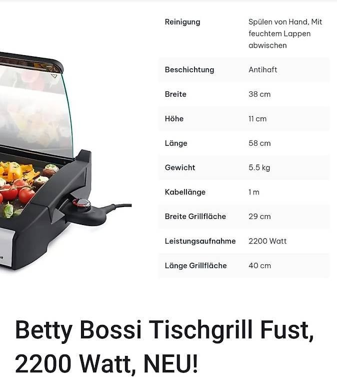 Fust Griglie: Tischgrill von Betty Bossi – Usato da Oberglatt ZH venduto da daf_9gr9 1