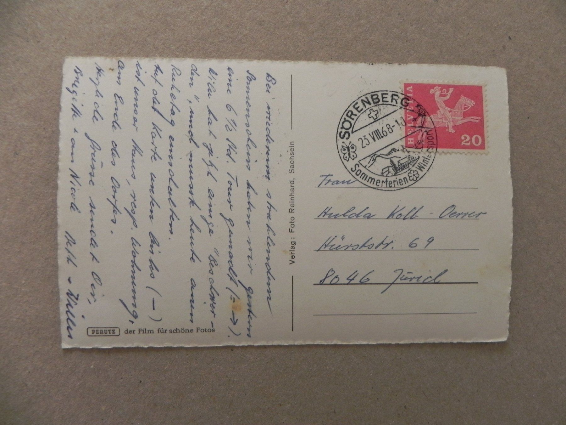 Cartoline postali: Ansichtskarte Sörenberg LU Luzern 1968 Post Stempel – Usato da Siebnen venduto da krimsie 1