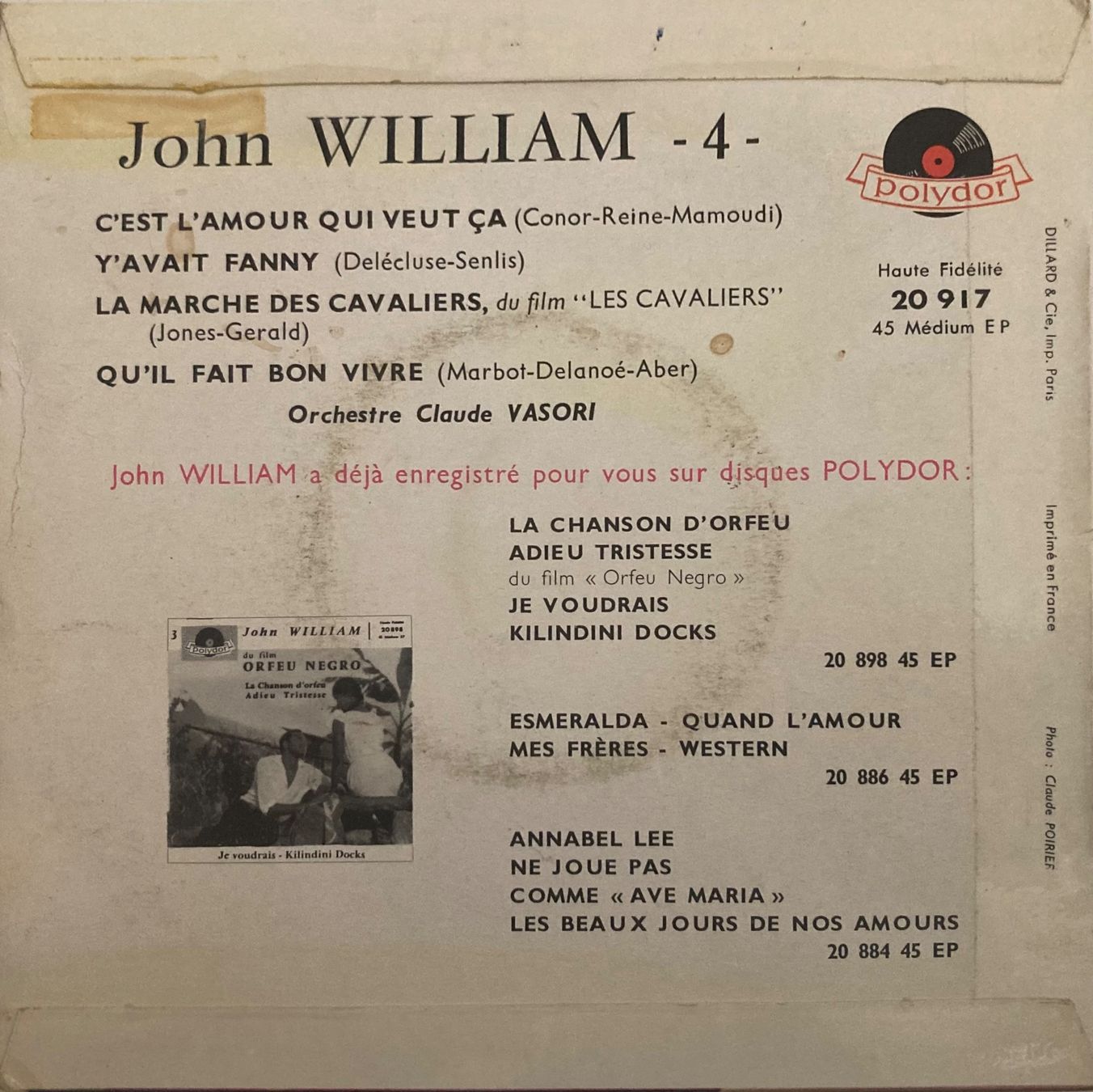 Dischi in vinile: JOHN WILLIAM - 4 - C'EST L'AMOUR – Usato da Poliez-Pittet venduto da Newtown-Records 1