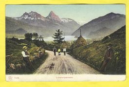 Uralt LOWERZERSEE/viele Sonntagsspaziergänger/gr +kl. Mythen