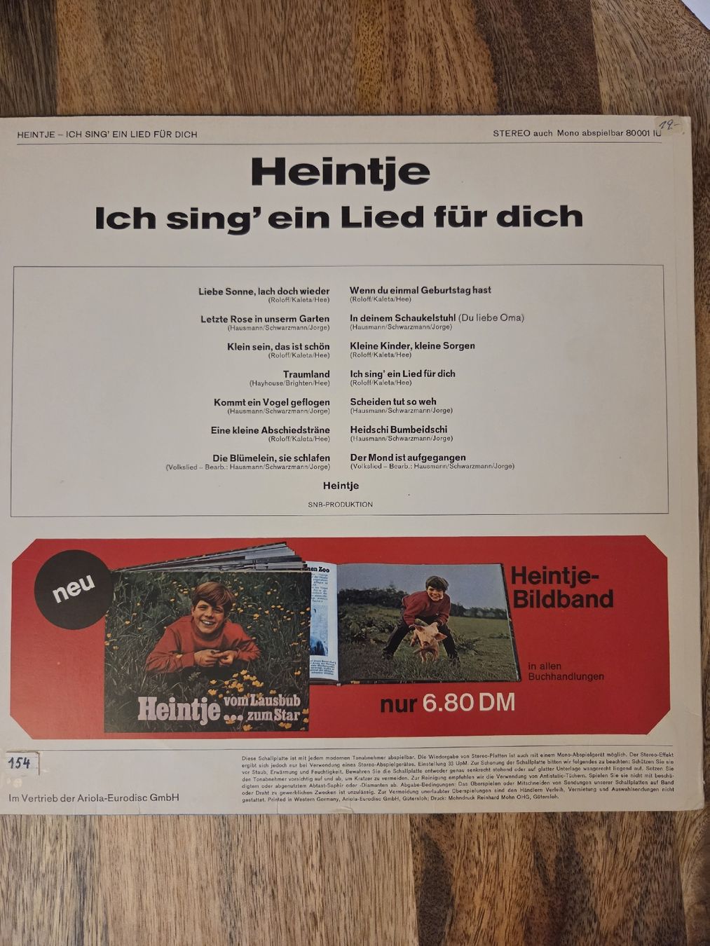 Dischi in vinile: Heintje - Ich sing ein Lied für dich – Usato da Jegenstorf venduto da AloeVera19 1