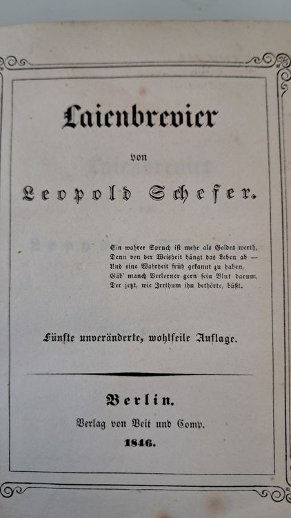 Livres: Antikes Buch: Laienbrevier von L. Schefer, 1846. – D'occasion à Uster par Paeti7 1