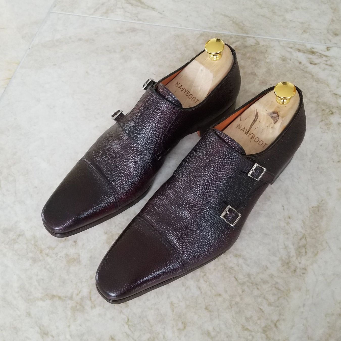 Santoni Scarpe da uomo: Santoni Double Monk Schuhe Leder Bordeaux Gr. 41.5 – Usato da Zürich venduto da Gk2002