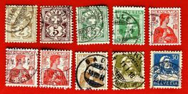 WERTZIFFER HELVETIA TELL SCHÖNE STEMPEL LOT 1882 -1934 GEST.