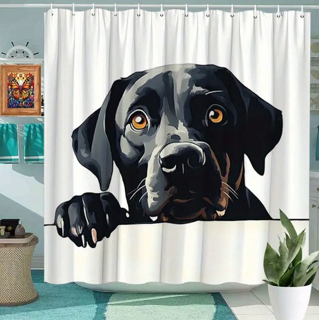 Tende: Duschvorhang schwarzer Labrador 180x180 cm – Nuovo e nell'imballaggio originale da Langenbruck venduto da Gumsi