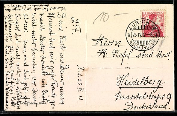 Cartoline postali: AK Zürich, Kunsthaus, 1912 – Usato da Berlin venduto da bartko-reher 1