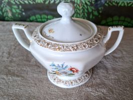 Alte Zuckerdose Rosenthal Maria Blumen Goldrand, Handbemalt