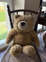 Plüschtier Teddybär hellbraun sitzend gebrauchter Zustand